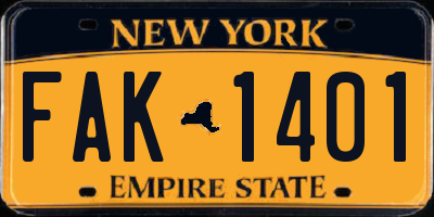 NY license plate FAK1401