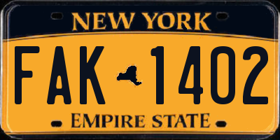 NY license plate FAK1402