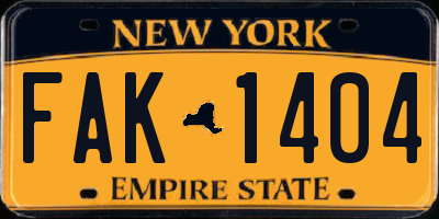 NY license plate FAK1404