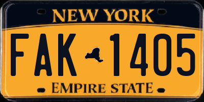 NY license plate FAK1405