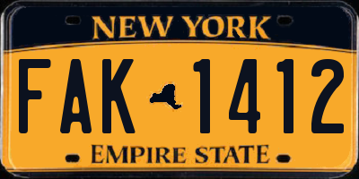 NY license plate FAK1412