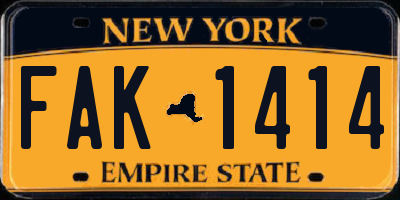 NY license plate FAK1414