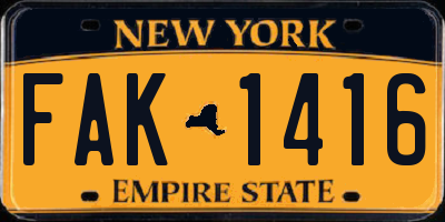 NY license plate FAK1416