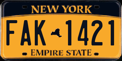 NY license plate FAK1421