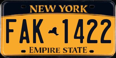 NY license plate FAK1422