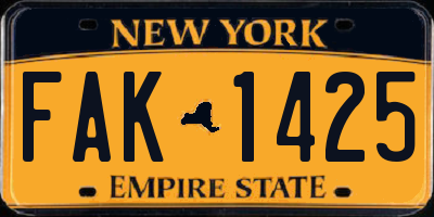 NY license plate FAK1425