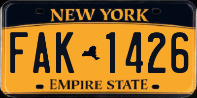 NY license plate FAK1426