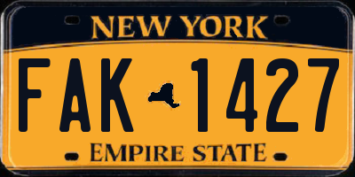 NY license plate FAK1427