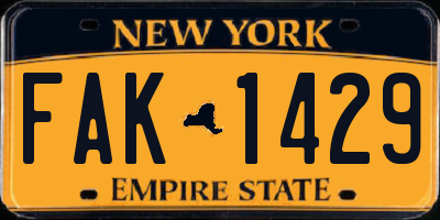 NY license plate FAK1429