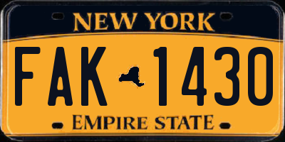 NY license plate FAK1430