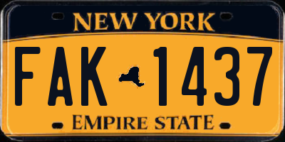 NY license plate FAK1437