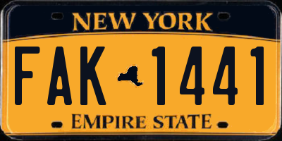 NY license plate FAK1441