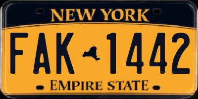 NY license plate FAK1442