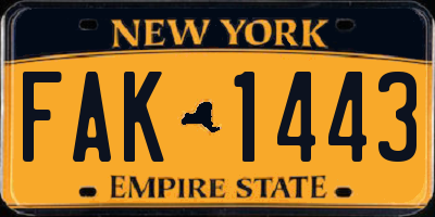 NY license plate FAK1443