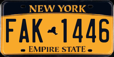 NY license plate FAK1446