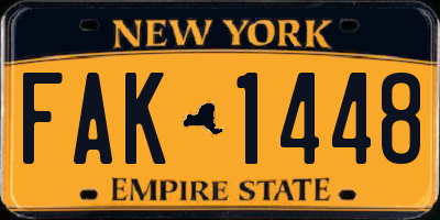 NY license plate FAK1448