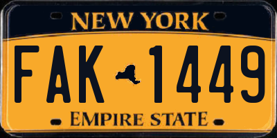 NY license plate FAK1449