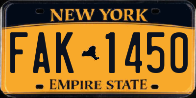 NY license plate FAK1450