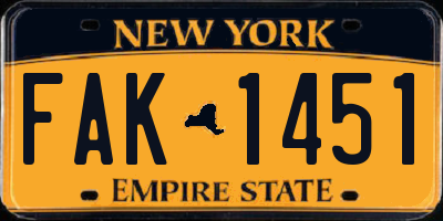 NY license plate FAK1451