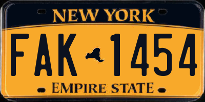 NY license plate FAK1454