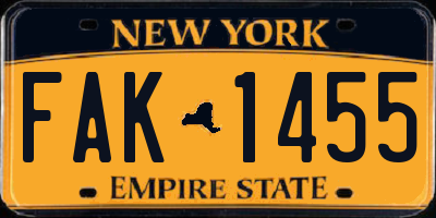 NY license plate FAK1455