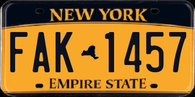 NY license plate FAK1457