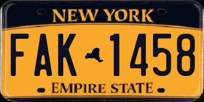 NY license plate FAK1458