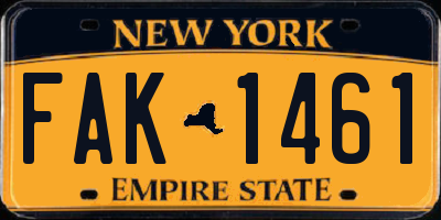 NY license plate FAK1461