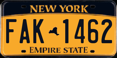 NY license plate FAK1462