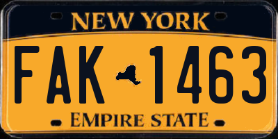 NY license plate FAK1463