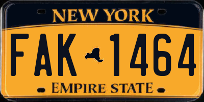 NY license plate FAK1464