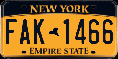 NY license plate FAK1466