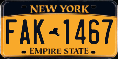 NY license plate FAK1467