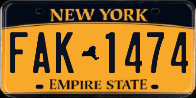 NY license plate FAK1474