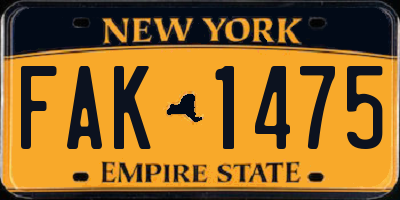 NY license plate FAK1475