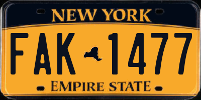 NY license plate FAK1477