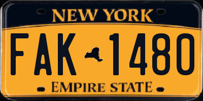 NY license plate FAK1480