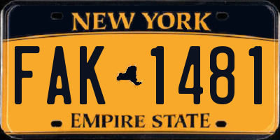 NY license plate FAK1481