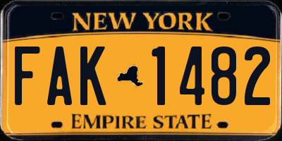 NY license plate FAK1482