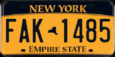 NY license plate FAK1485