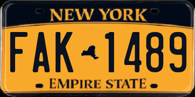 NY license plate FAK1489