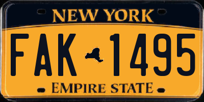 NY license plate FAK1495