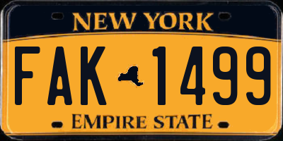 NY license plate FAK1499