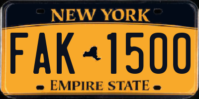 NY license plate FAK1500