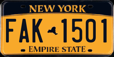 NY license plate FAK1501