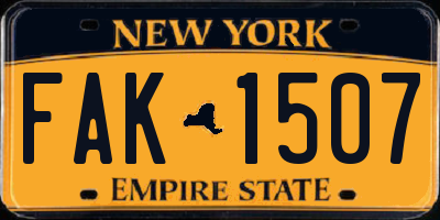 NY license plate FAK1507