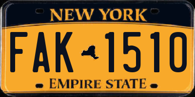 NY license plate FAK1510