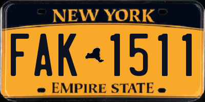 NY license plate FAK1511