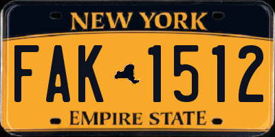 NY license plate FAK1512