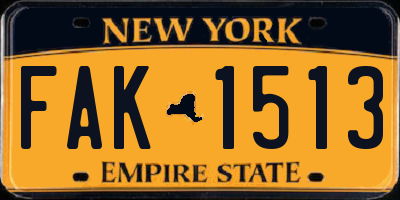 NY license plate FAK1513